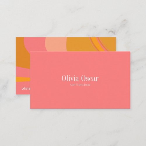 Minimal Pink Mustard Unique Abstract Marble Art  Business Card