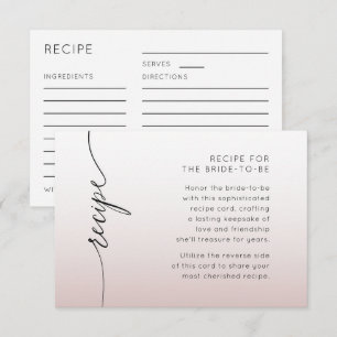 Minimal Pink Ombré Recipe Bridal Shower Enclosure Card