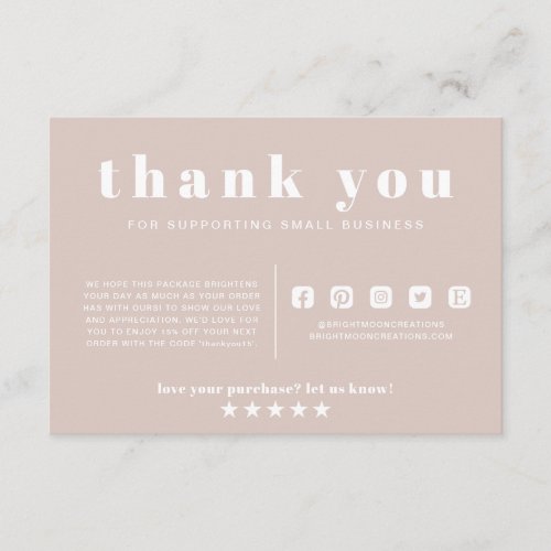 Minimal Pink Order Insert Thank You Small Business