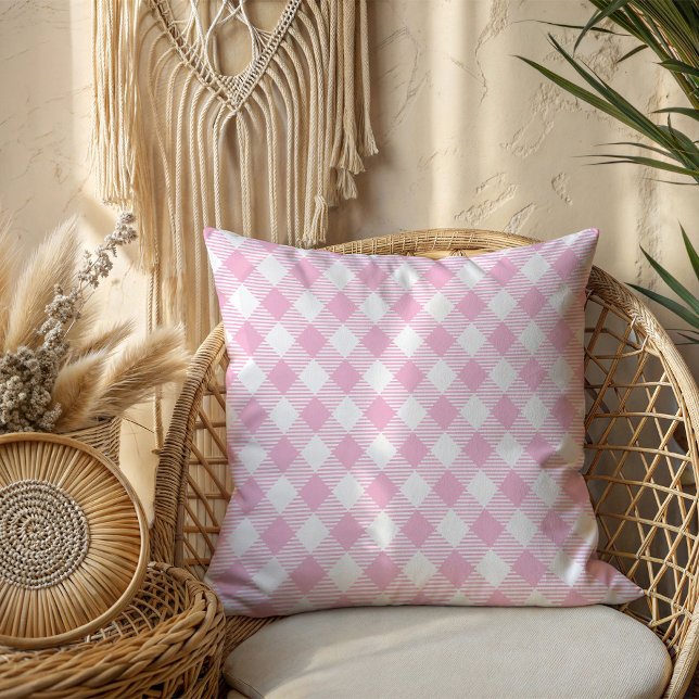 Minimal Pink Plaid Pillow Chic and Cozy Vibes (Minimal Pink Plaid Pillow Chic and Cozy Vibes)