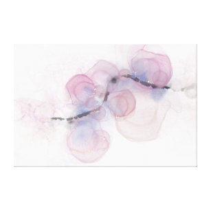 Minimal Pink Purple Glitter Abstract Alcohol Ink Canvas Print