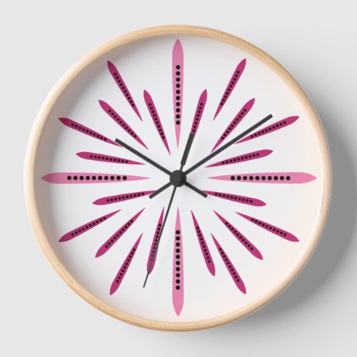 Minimal Pink Retro Inspired Starburst Clock