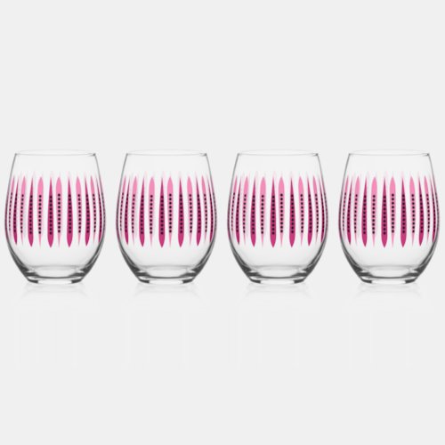 Minimal Pink Retro Inspired Stemless Wine Glass