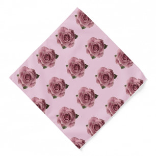 Minimal Pink Rose Design Pattern Bandana