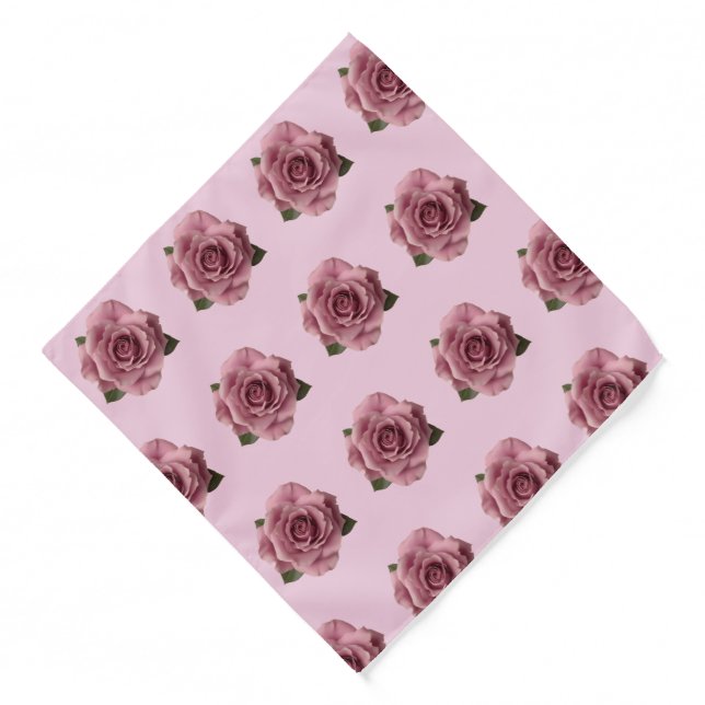 Minimal Pink Rose Design Pattern Bandana (Front)