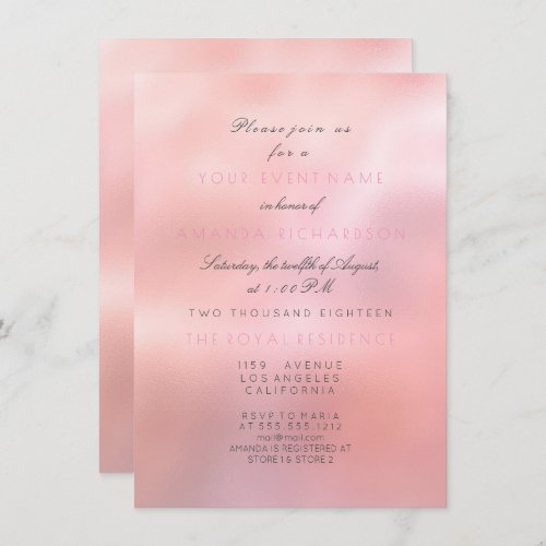 Minimal Pink Rose Glitter Elegant Bridal Princess Invitation