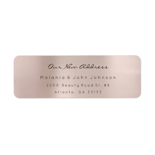 Minimal Pink Rose Gold Steel Gold New Adress RSVP Label