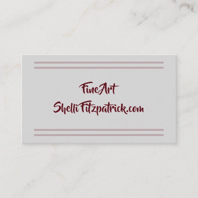Minimal Pink Stripes on Gray Elegant Fine Artist Business Card (Front)