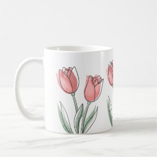 Minimal Pink Tulip Mug Floral Aesthetic Cup