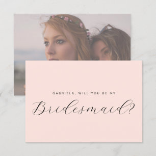 Minimal pink will you be my bridesmaid proposal  invitation