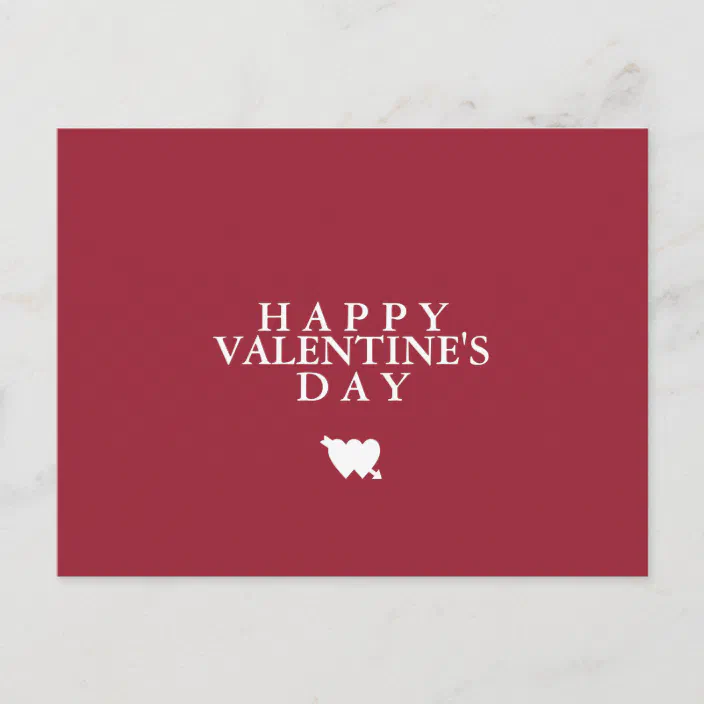 Minimal Plain Basic Simple Happy Valentine&#39;s Day Holiday Postcard | Zazzle .com