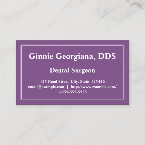 Minimal  Plain Dental Surgeon Business Card
