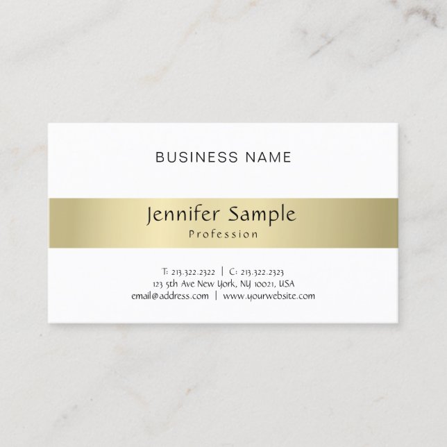 Minimal Plain Modern Professional Elegant Gold Business Card (Front)