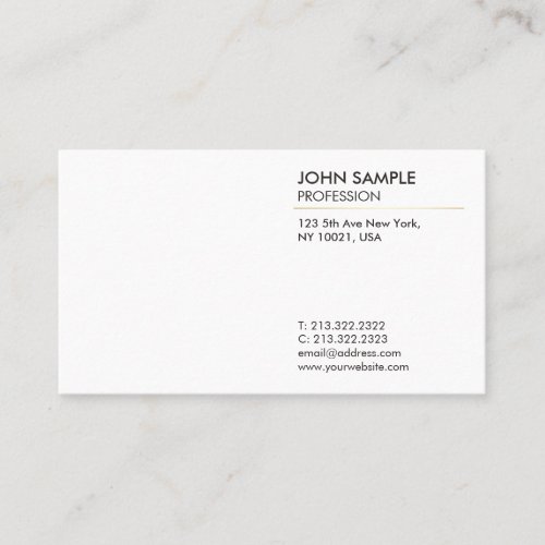 Minimal Plain Modern Professional Elegant White Business Card