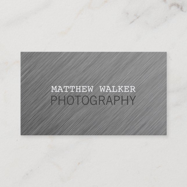 MINIMAL plain modern smart brushed aluminum look Business Card (Front)
