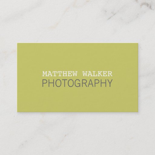 Customizable MINIMAL plain modern smart chartreuse green grey Business Card