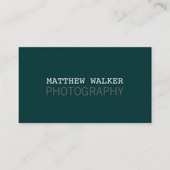 MINIMAL plain modern smart dark teal green grey Business Card (Front)