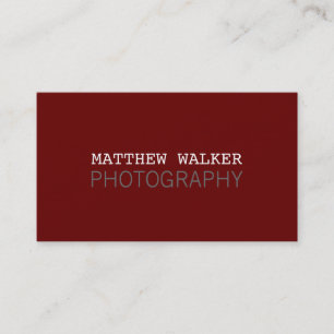 MINIMAL plain modern smart maroon burgundy grey Business Card