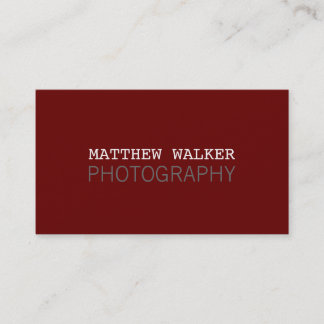 MINIMAL plain modern smart maroon burgundy grey Business Card