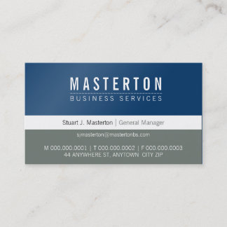 MINIMAL plain simple corporate royal blue grey Business Card