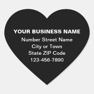 Minimal Plain Texts Business Brand on Black Heart Sticker