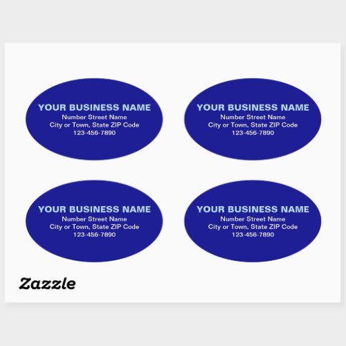 Minimal Plain Texts Business Brand on Blue Oval Sticker