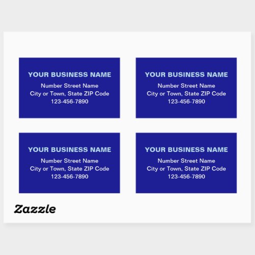 Minimal Plain Texts Business Brand on Blue Rectangular Sticker