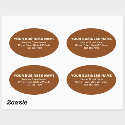 Minimal Plain Texts Business Brand on Brown Oval Sticker