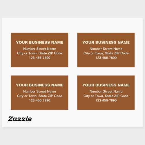 Minimal Plain Texts Business Brand on Brown Rectangular Sticker