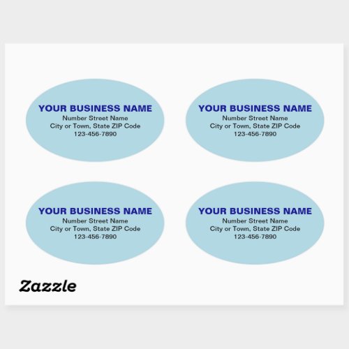 Minimal Plain Texts Business Brand on Light Blue Oval Sticker