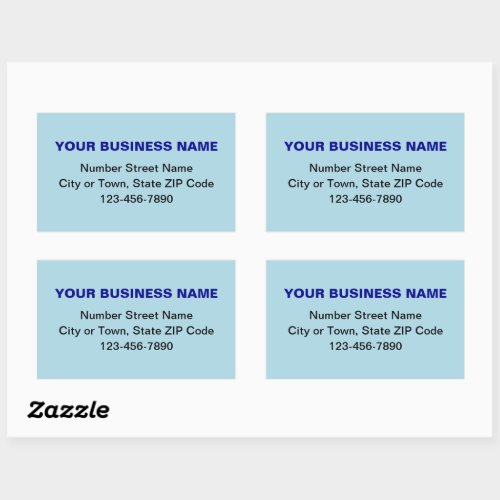 Minimal Plain Texts Business Brand on Light Blue Rectangular Sticker