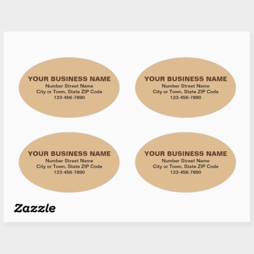 Minimal Plain Texts Business Brand on Light Brown Oval Sticker