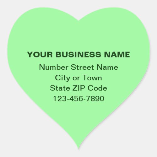Minimal Plain Texts Business Brand on Light Green Heart Sticker