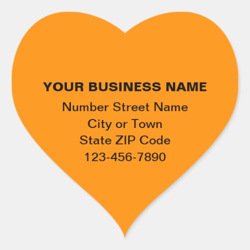 Minimal Plain Texts Business Brand on Orange Color Heart Sticker