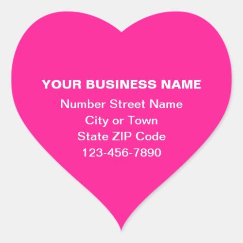 Minimal Plain Texts Business Brand on Pink Heart Sticker