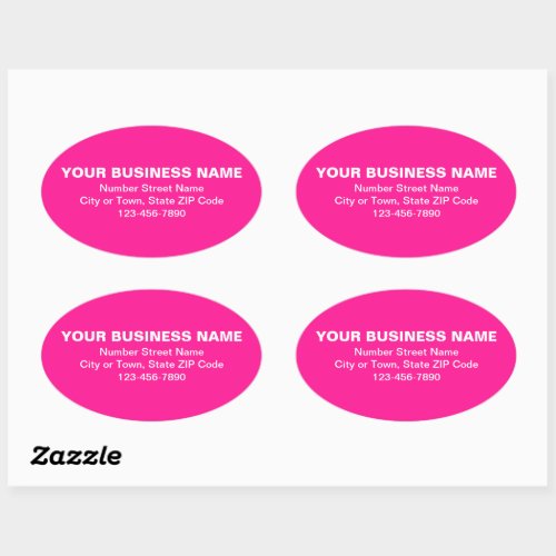 Minimal Plain Texts Business Brand on Pink Oval Sticker