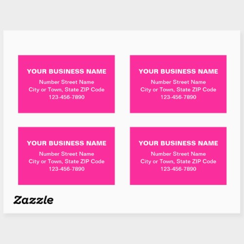 Minimal Plain Texts Business Brand on Pink Rectangular Sticker