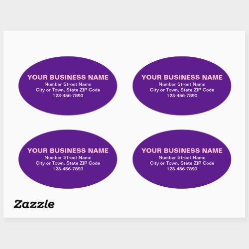Minimal Plain Texts Business Brand on Purple Oval Sticker