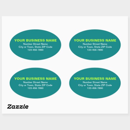 Minimal Plain Texts Business Brand on Teal Green Oval Sticker