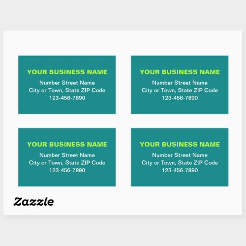 Minimal Plain Texts Business Brand on Teal Green Rectangular Sticker
