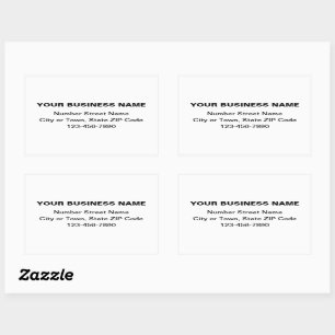 Minimal Plain Texts Business Brand on White Rectangular Sticker