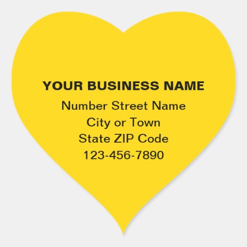 Minimal Plain Texts Business Brand on Yellow Heart Sticker