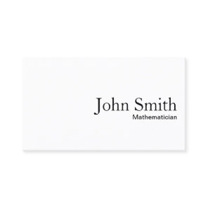 Minimal Plain White Mathematician Business Card
