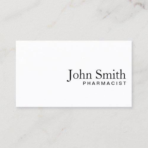 Minimal Plain White Pharmacist Business Card