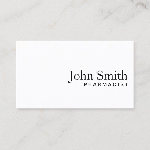 Customizable Minimal Plain White Pharmacist Business Card