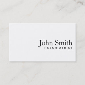 Minimal Plain White Psychiatrist Business Card