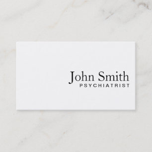 Minimal Plain White Psychiatrist Business Card