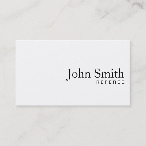 Minimal Plain White Referee Business Card
