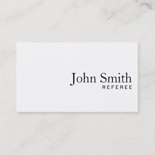 Customizable Minimal Plain White Referee Business Card