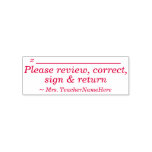 [ Thumbnail: Minimal "Please Review, Correct, Sign & Return" Self-Inking Stamp ]